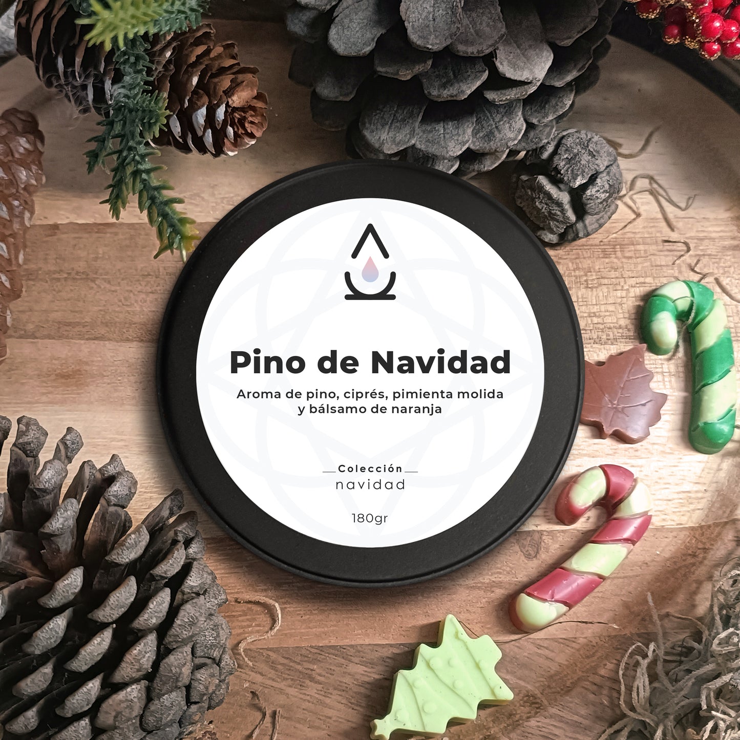 Vela aromática con fragancias de Navidad